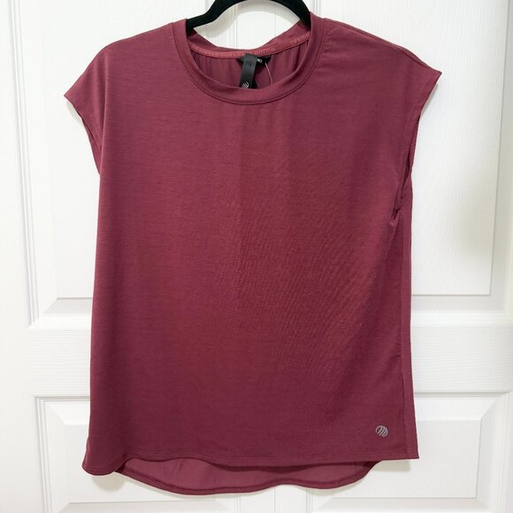 Women MPG Sport Dynamic Crew Neck Tee in Burgundy Size Small - Picture 1 of 8